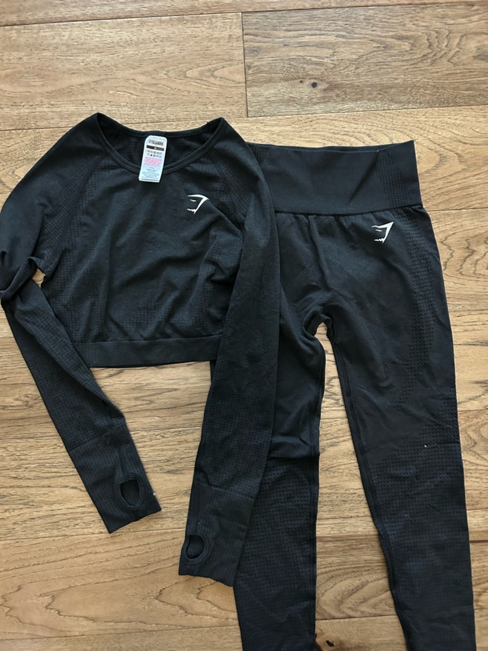 Gymshark Black Seamless Long Sleeve Crop Top & High-Waist Leggings Set